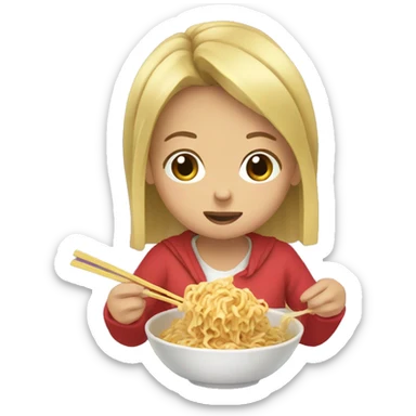 a girl eating ramen noodles  sticker