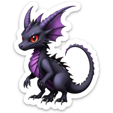 Gothic Badass Edgy Dark Mysterious Mystical Dragon-Beast-Trico-Noivern-Noibat-Fursona sticker
