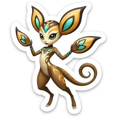 Ancient Tribal Exotic Colorful Tropical Meloetta-Venom-Heliolisk-Helioptile-fusion, full body, tribal markings  sticker