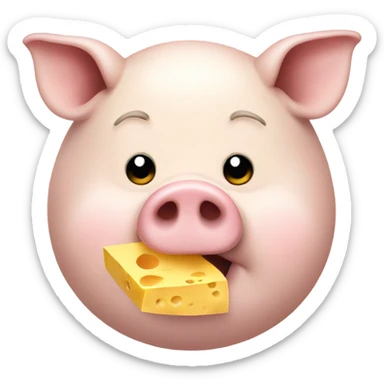 Fat pig eating cheese sticker