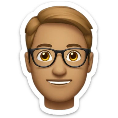 a light brown Pakistani male, with round glasses, tech nerd sticker