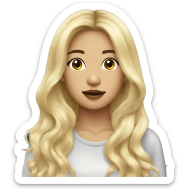 asian blonde long hair, city girl, wear make up sticker