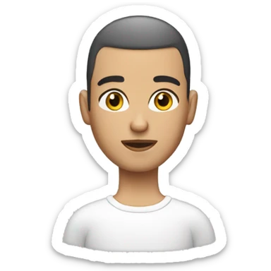 Buzz cut haircut, brunette, Arab young head 3d apple emoji sticker