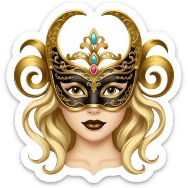 a woman with Masquerade  sticker