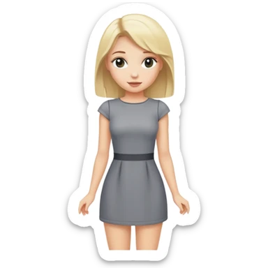 Blonde girl in grey mini dress sticker