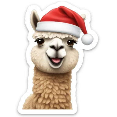 Alpaca with a christmas hat sticker