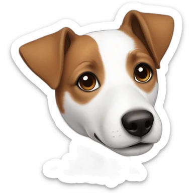 female jack russell, white face and brown ears sticker