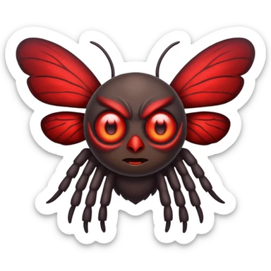 Create a scary emoji of the mothman with bright red eyes sticker