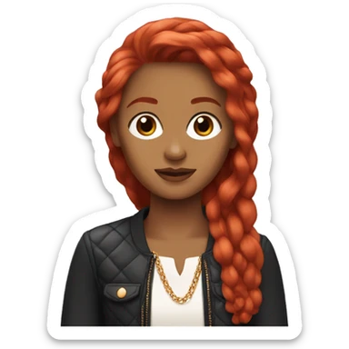 Chanel red head long hair sticker