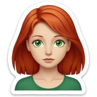 je veux un emoji femme rousse les yeux verts et les cheveux plus longs qu'au épuales sticker