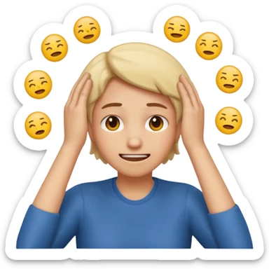 frustrated face with hands on head, lose emoji sticker