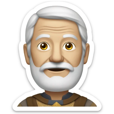 white elderly man with a mustache in a 10th century costume sticker