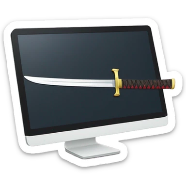katana and computer sticker