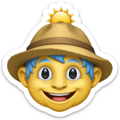 Troll emoji wearing a hat in the sun sticker