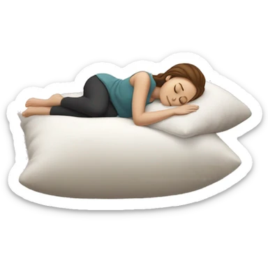 White Girl with Brown hair sleeping on a pillow sticker