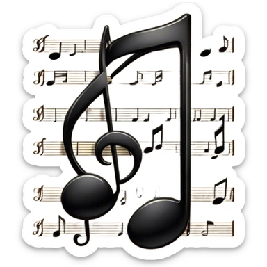 Cinematic Realistic Music Notes, crisp black ink on vintage sheet music, slightly curled edges, soft candlelight casting subtle shadows, glowing with an artistic and nostalgic charm. sticker