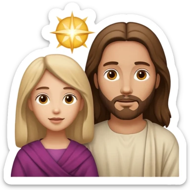 Jesus animado con una mujer ayudándola, variadas sticker