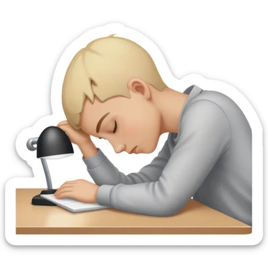 A boy with his head down on the desk, he’s sleepy sticker