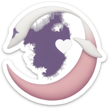 Heart and moon crescent sticker