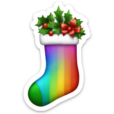 Rainbow Christmas stocking  sticker