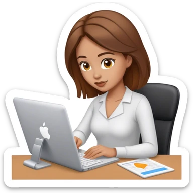 mujer de pelo cafe diseñando una pagina web  sticker