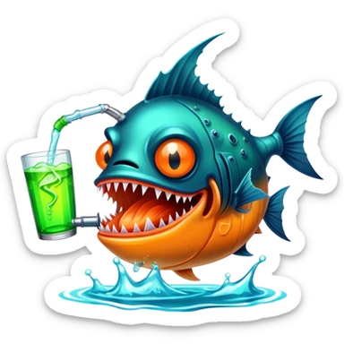 Angler fish drinking Mountain Dew sticker