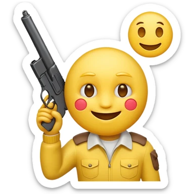 It should look like the standard smiling emoji which is ironically holding a gun pointed to his head/face so that it looks like he wanted to shoot himself ( this is ironically and it should show that i could shoot me in the head because its so embarrassing) sticker