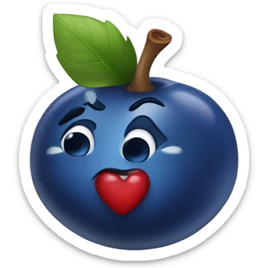 Blueberry with red heart sticker
