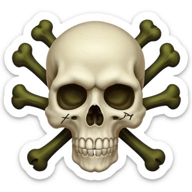 a poisonous cloud of gas, dark swamp color, with an image of a skull and two crossed bones behind the skull sticker