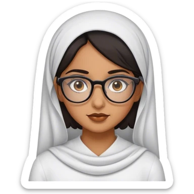 arabic brown girl with hair  with glasses black eyes sticker