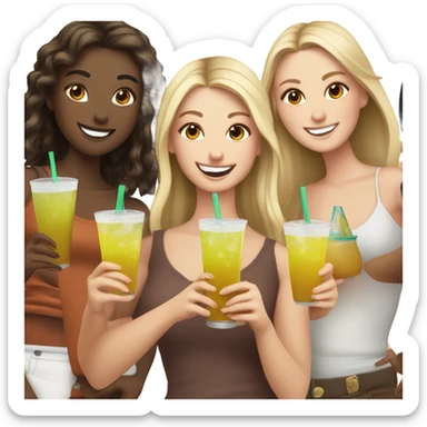 Group of 6 white  girls drinking  sticker