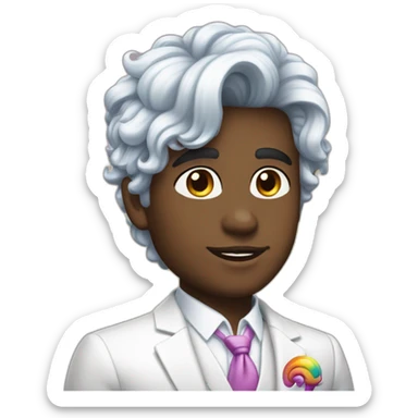 Posh-boy-with-white-suit-and-rainbow-unicorn-hair sticker
