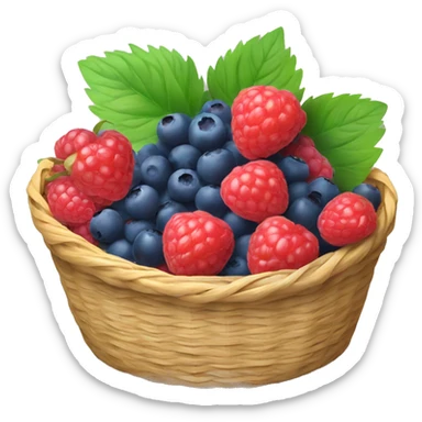 A basket full of raspberries, blueberries,  strawberries sticker