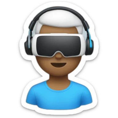 White Vr player whit blue t-shirt sticker