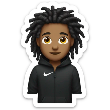 A brown boy with curly dreads and a black nike tech sticker