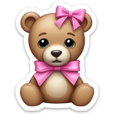 pink bow teddy bear solo sticker