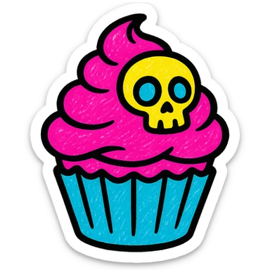 gothic cupcake, pop art style sticker