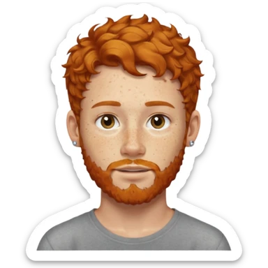 im short curly ginger haired young guy and also have earring on my left ear also have clean beard sticker