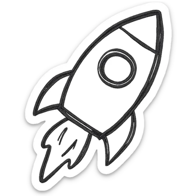 rocket icon, hand drawn look, sketchy lines sticker