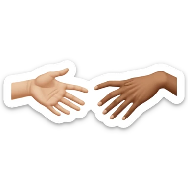 two hands reaching out to each other like in the painting of the creation of Adam sticker