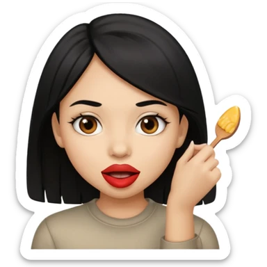 Brown light skin girl straight black hair biting her lips like this 🫦 sticker