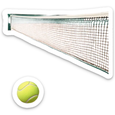 A tennis court at the Roland Garros tournament, with the iconic clay surface and a tennis ball bouncing near the net. The scene evokes the energy and excitement of the grand event, with vibrant crowds in the stands and a competitive atmosphere. sticker