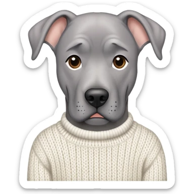  Realistic Grey Great Dane wearing a white knit sweater  sticker