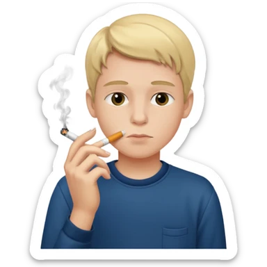 a young boy with a sigarette  sticker