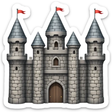 medieval stone fortress with towers, classic emoji style sticker