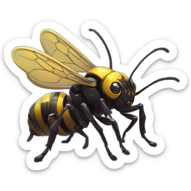 alien robotic bee creature  monster scifi roguelike rpg style inspired by slay thee spire sticker