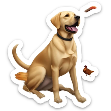 Labrador retriever fetch a pheasant sticker