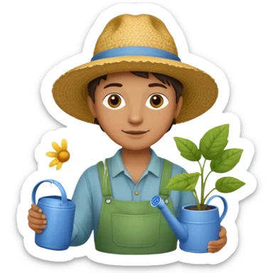 gardener holding watering pot sticker