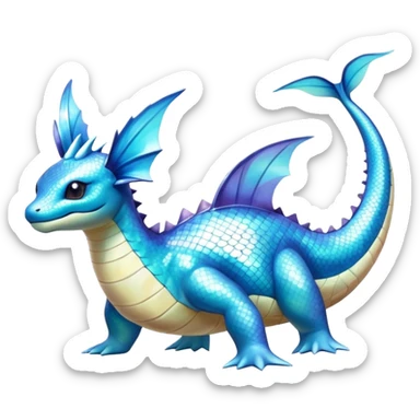 Shiny Exotic Colorful epic Lapras-Salamence-Vaporeon-Fakémon-hybrid-creature (full body)  sticker