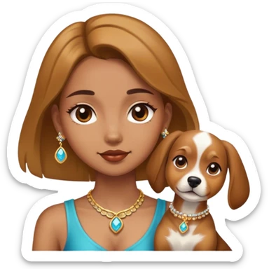 girl with dog and jewelry sticker